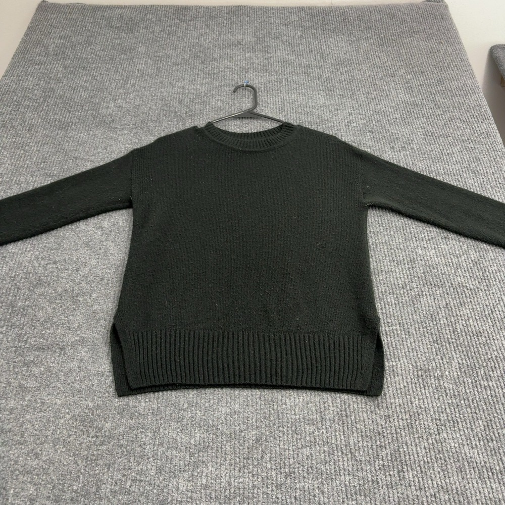Banana Republic Sweater Womens XS Green Acrylic Nylon Crew Neck Side Slit Casual